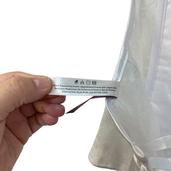 Adore Me Women's Ashoka Corset Bright White Size Large Boned Lace up Back Sheer - Picture 8 of 10